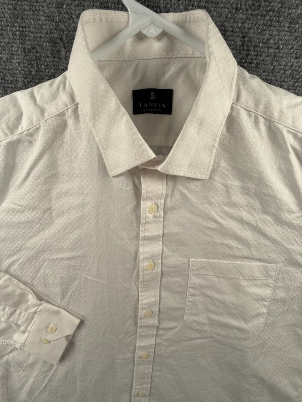Lanvin Collection Button Up Shirt Long Sleeve Cotton Blend White Size 105 (L/XL)